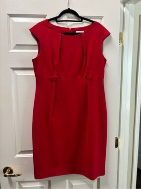 Calvin Klein Red Cap Sleeve Sheath Dress